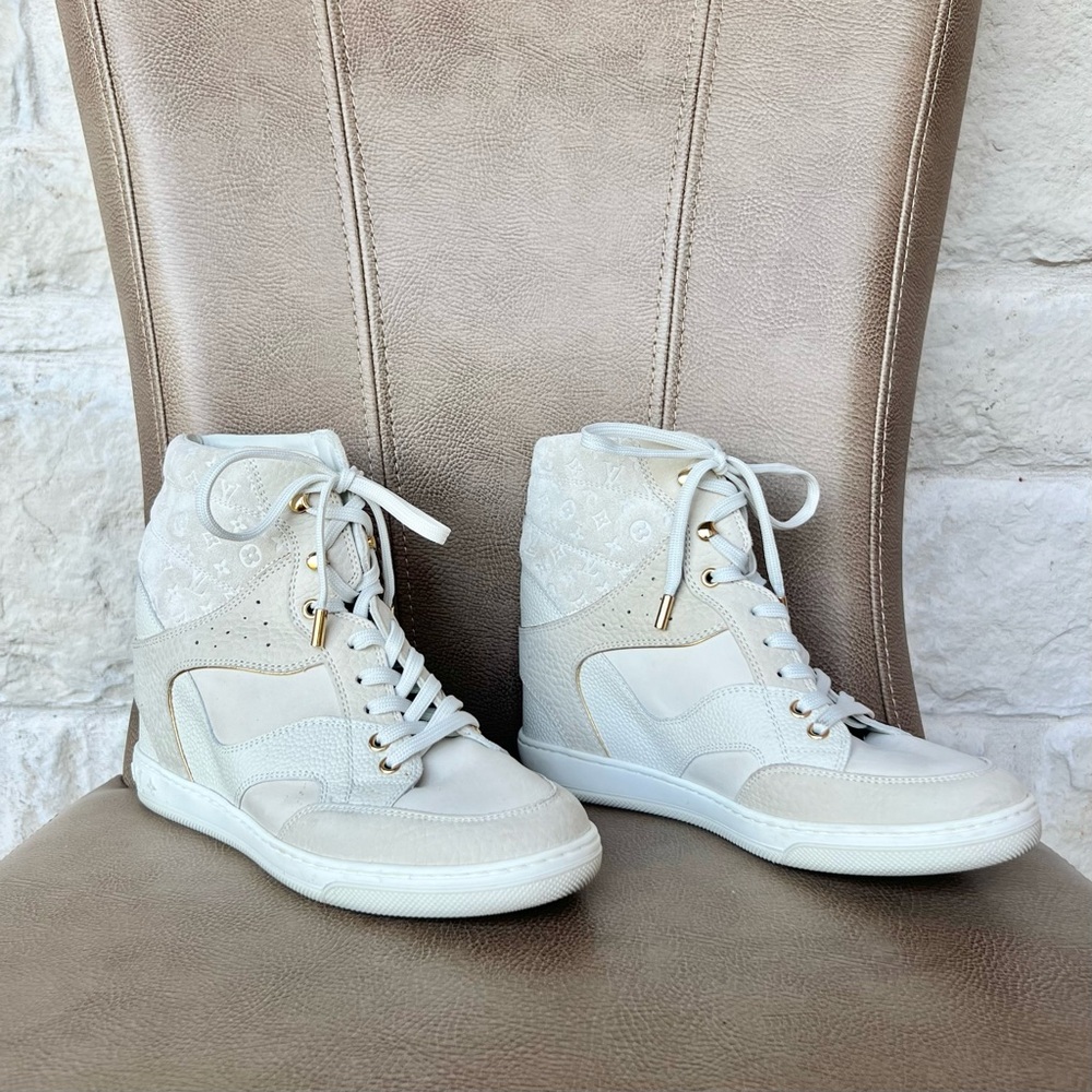 Louis Vuitton Cream and White High-Top Sneakers